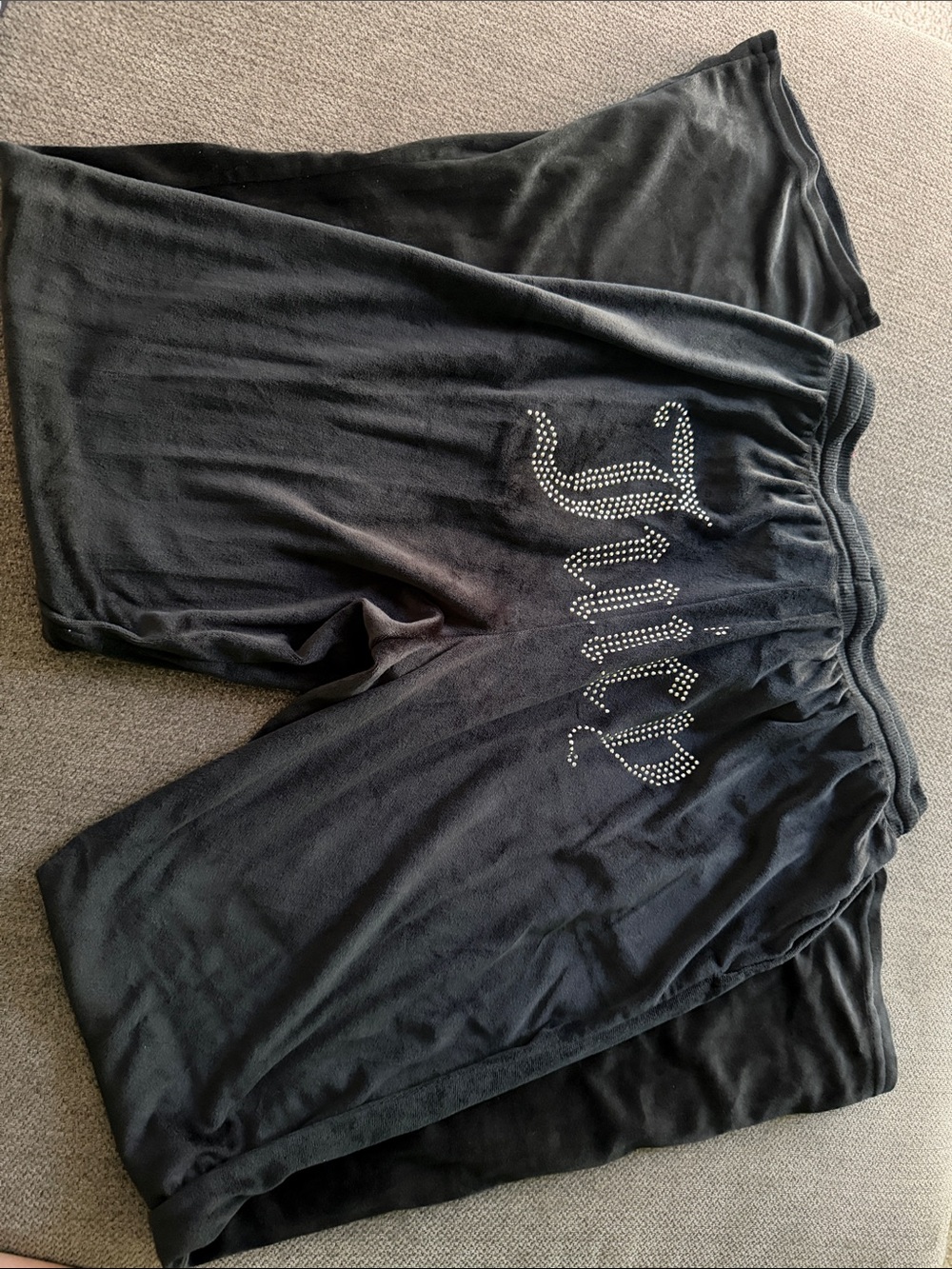 Juicy Couture Black Track Pants with Rhinestone Logo